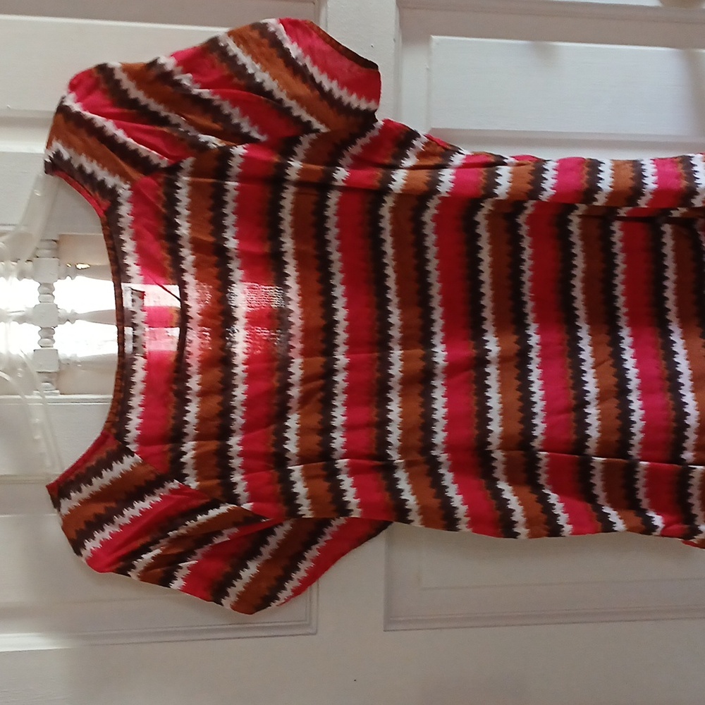 Striped Red and Brown Women's Top - Picture 3 of 5